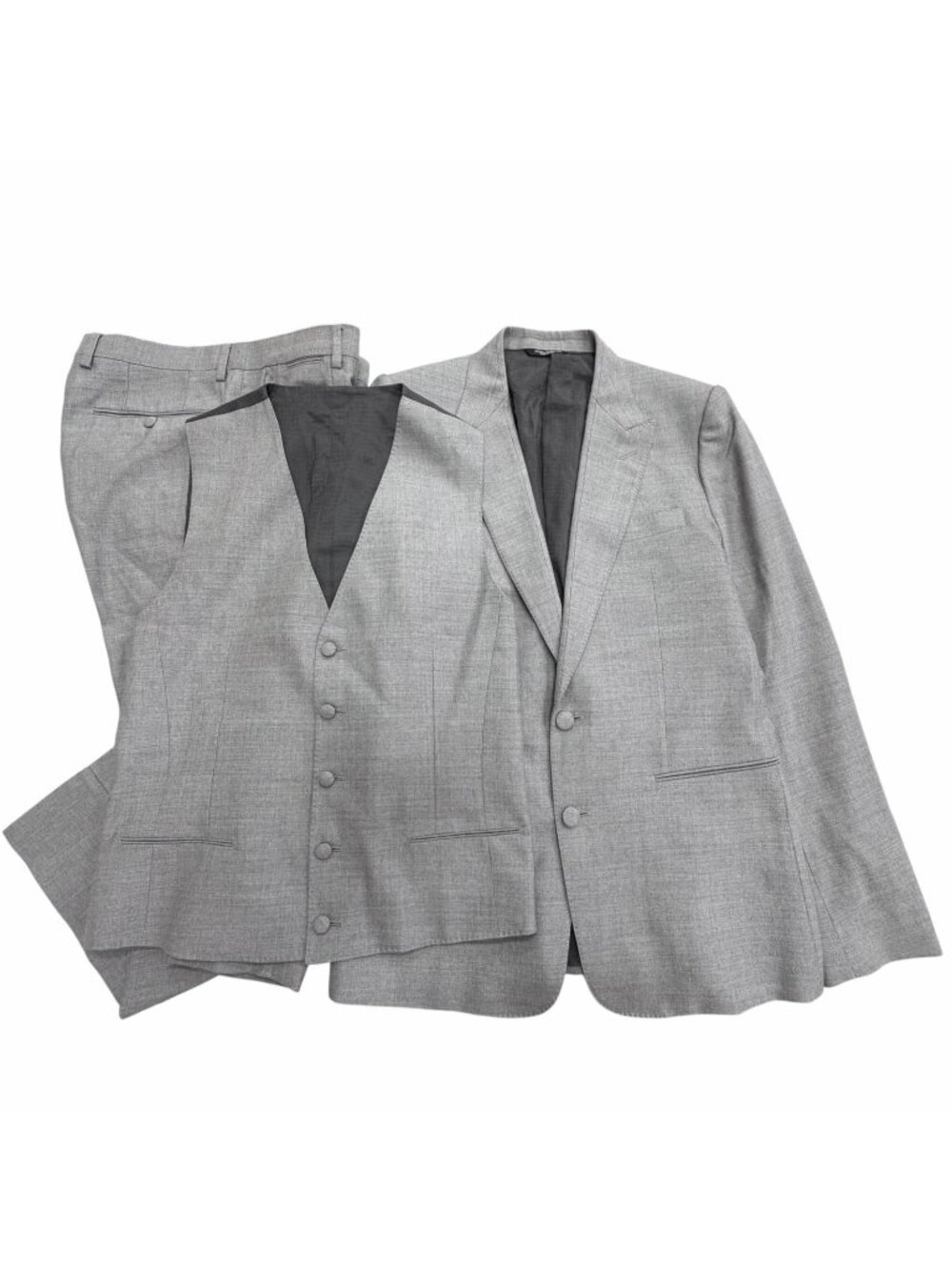 Dolce & Gabbana Wool Silk 3 Piece Set Single Suit Gray 48